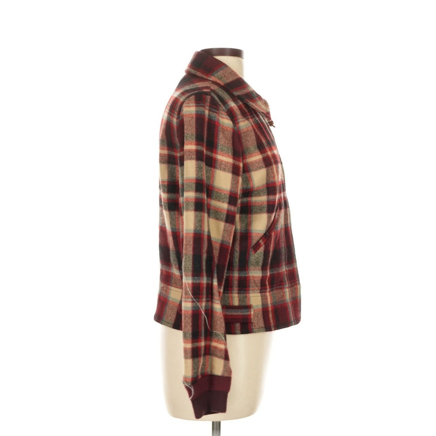 Polo Ralph Lauren Women’s Wool Jacket Bomber Plaid Coat 10 $498 Red Black Zip Up