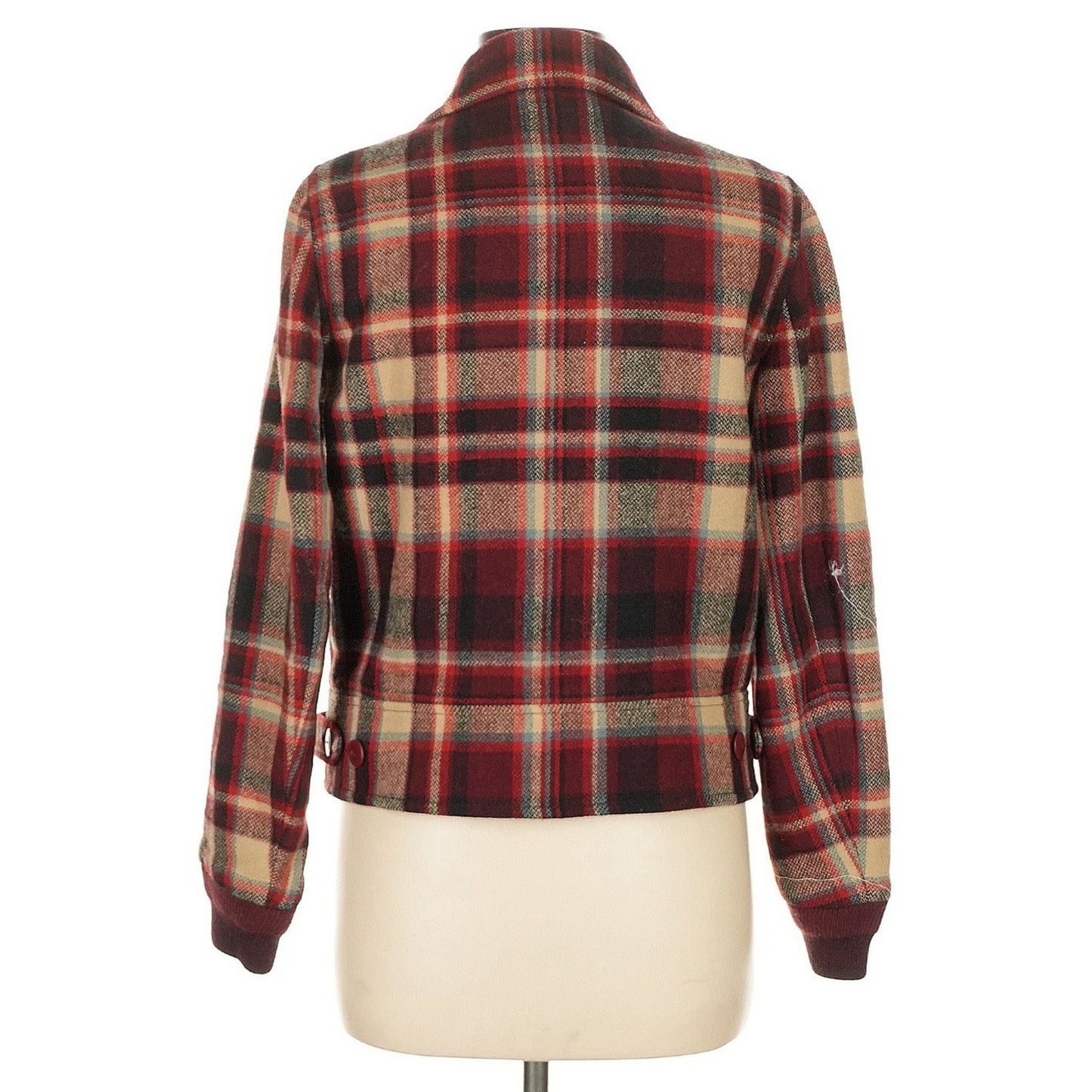 Polo Ralph Lauren Women’s Wool Jacket Bomber Plaid Coat 10 $498 Red Black Zip Up