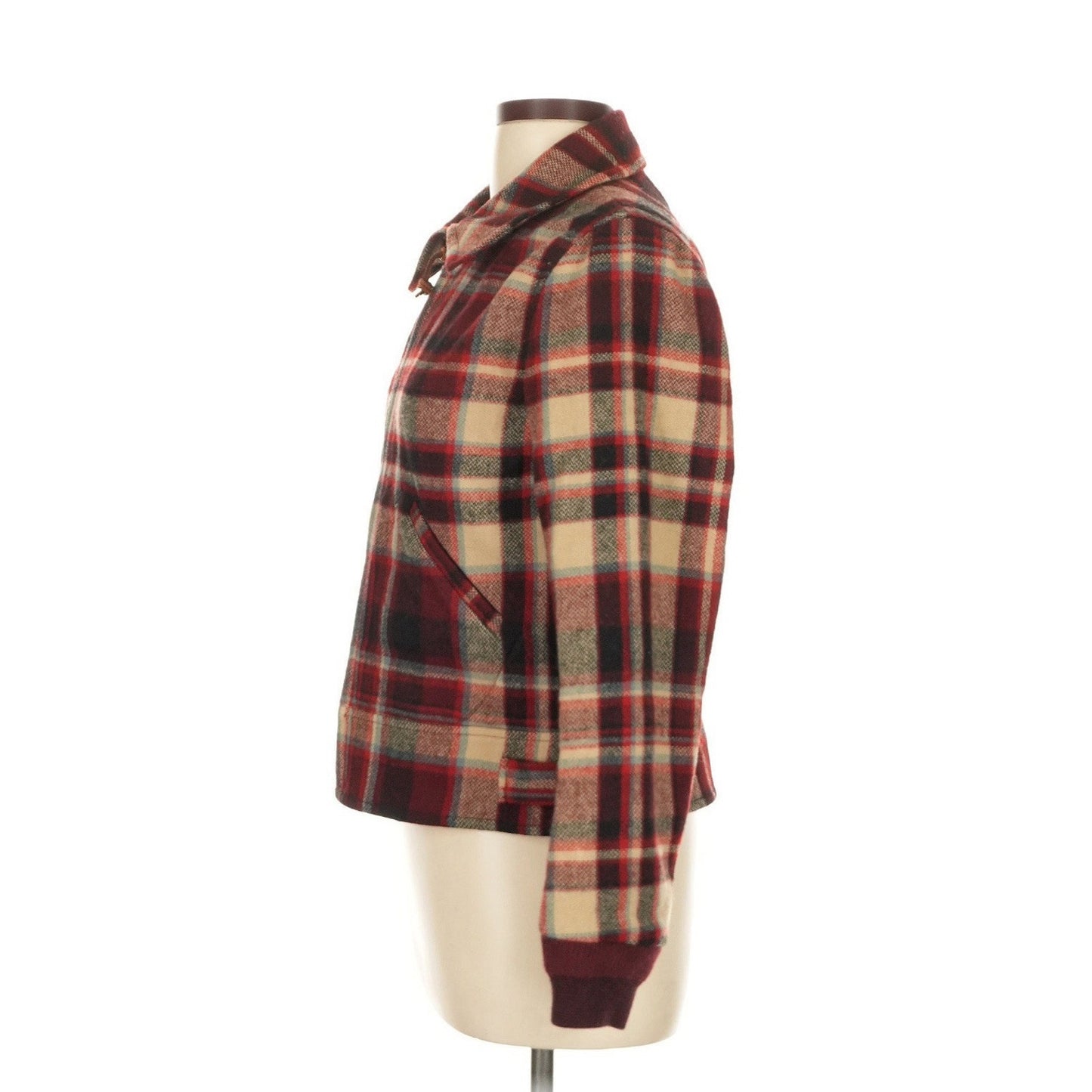Polo Ralph Lauren Women’s Wool Jacket Bomber Plaid Coat 10 $498 Red Black Zip Up
