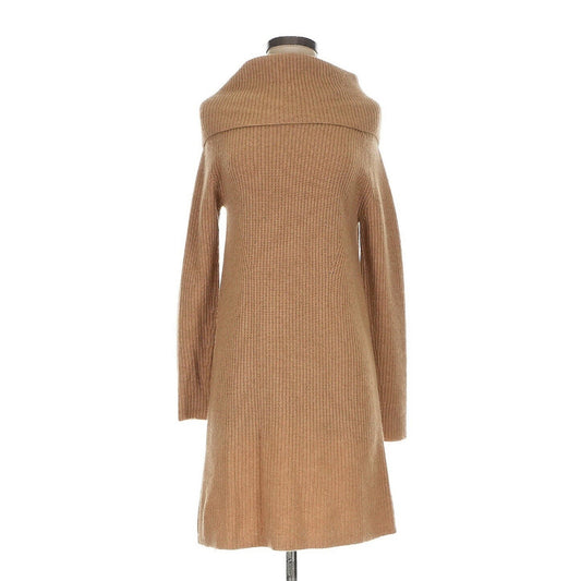 Polo Ralph Lauren Wool Cashmere Sweater Dress Mini Knit Brown Turtleneck Jumper