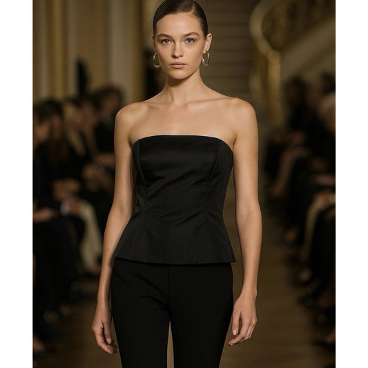 Ralph Lauren Black Label Collection Bustier Strapless Top Blouse S Black Corset
