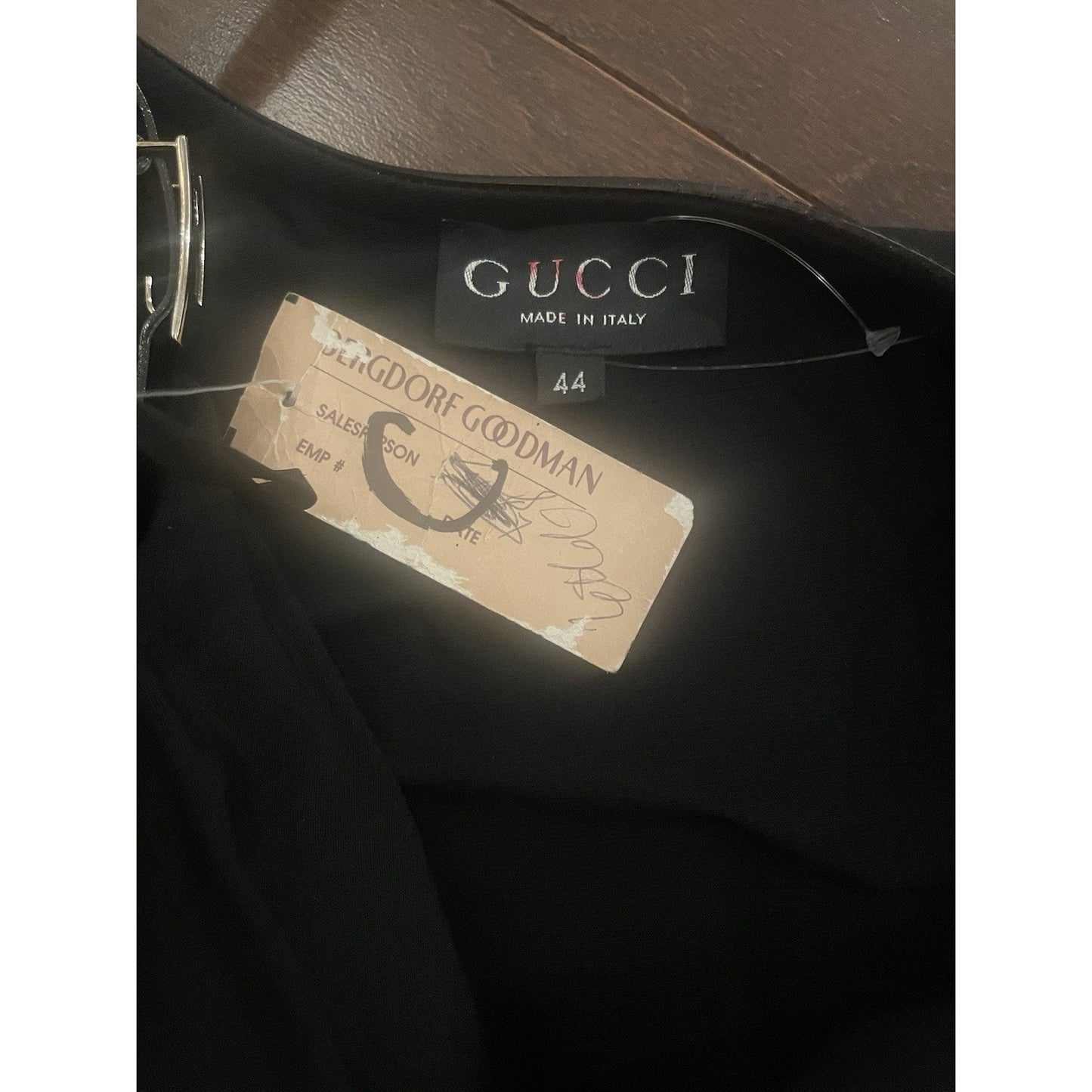 Gucci Tom Ford 1997 Runway Black Gown Leather Harness Maxi Dress 44 Vintage NWT