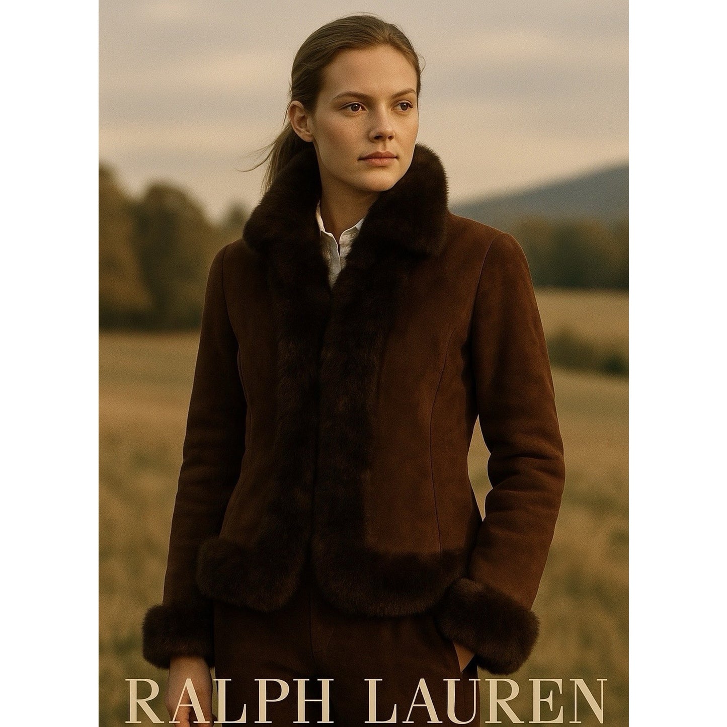 Ralph Lauren Black Label Collection Brown Sheepskin Fur Trim Shearling Jacket 6