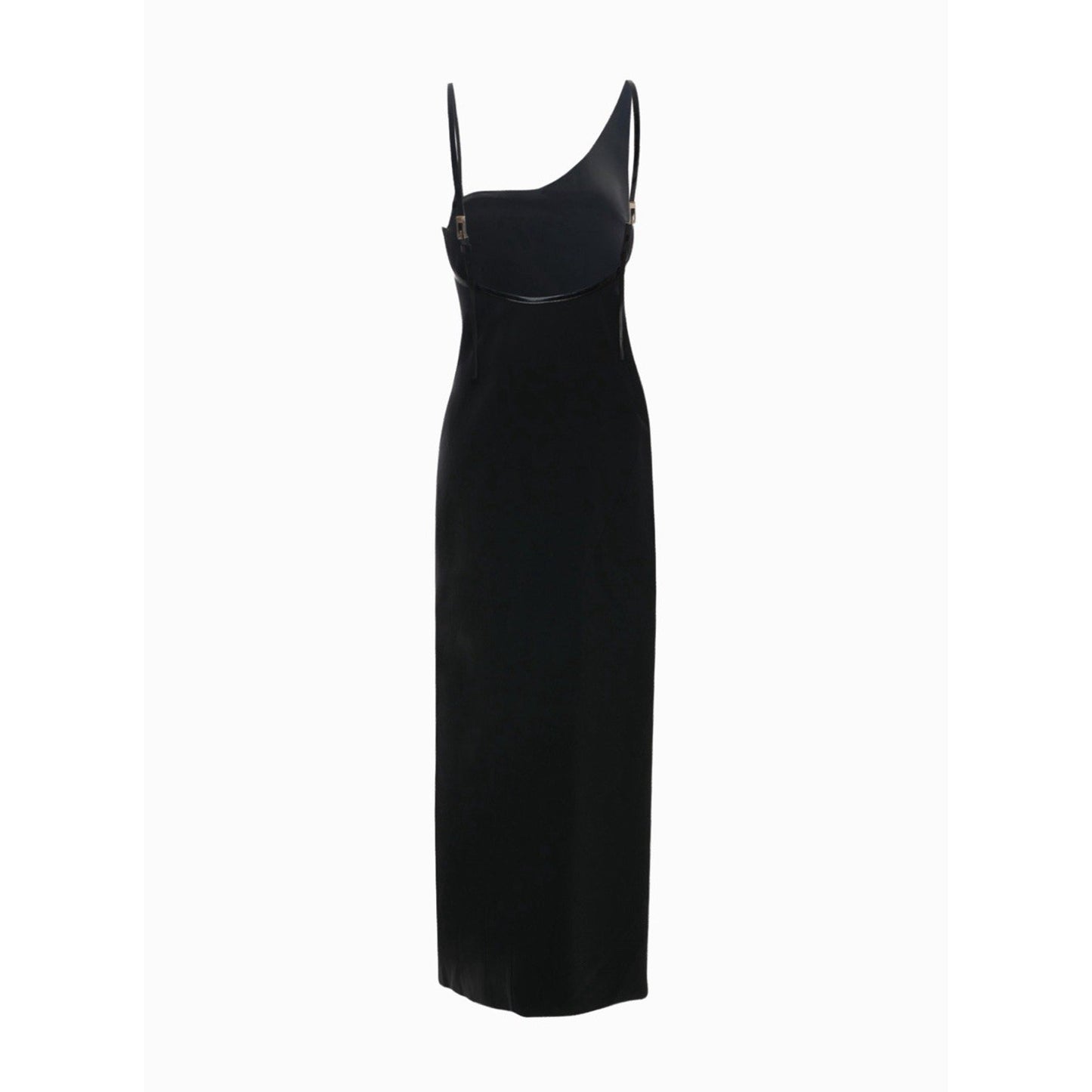 Gucci Tom Ford 1997 Runway Black Gown Leather Harness Maxi Dress 44 Vintage NWT