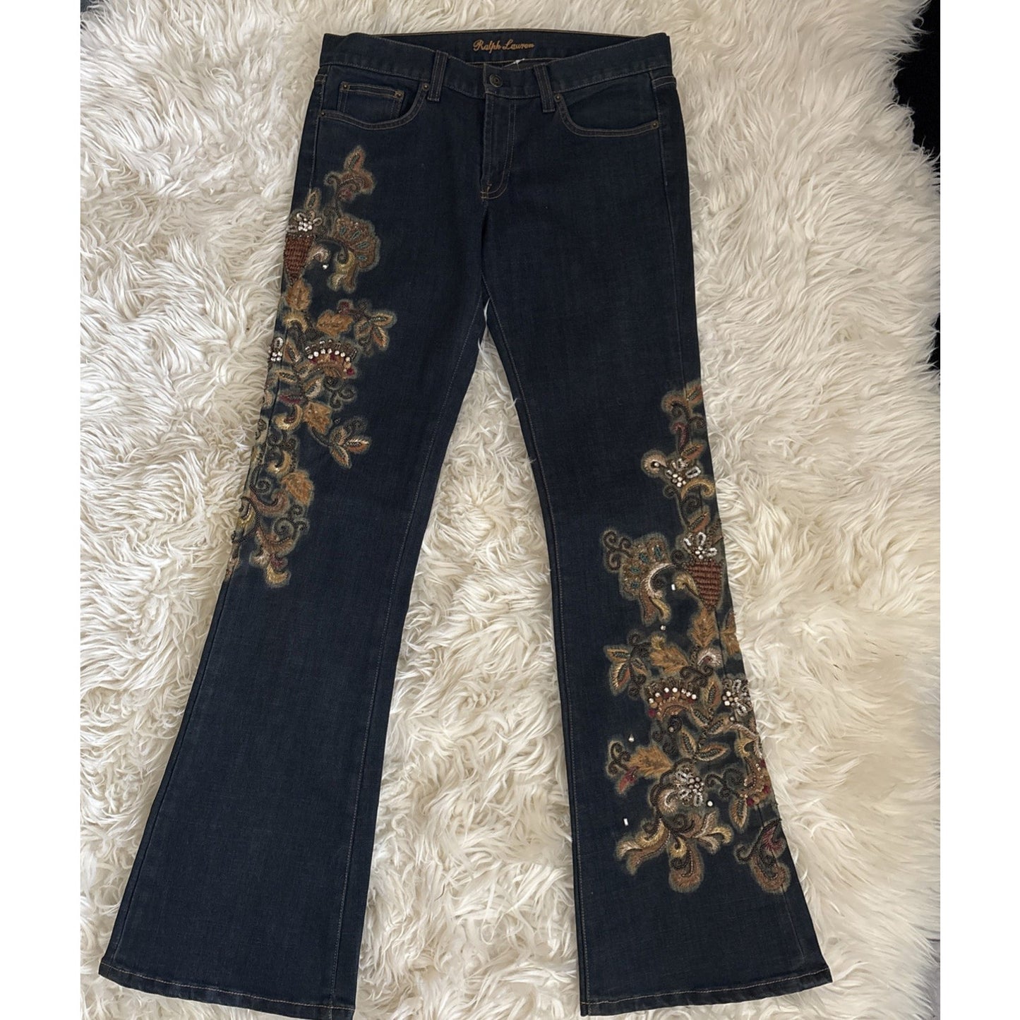 Ralph Lauren Black Label Embellished Jeans Embroidered Bead Jewel Denim 30 $1690