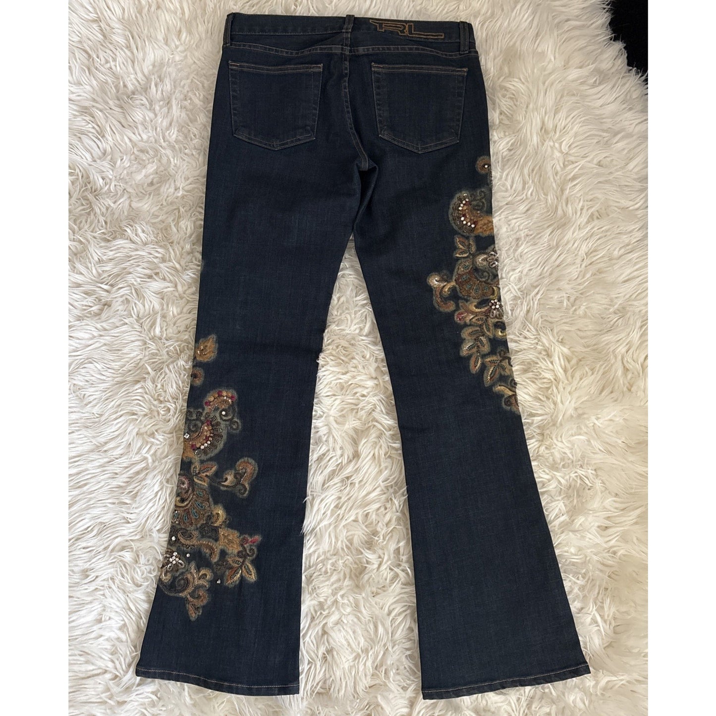 Ralph Lauren Black Label Embellished Jeans Embroidered Bead Jewel Denim 30 $1690