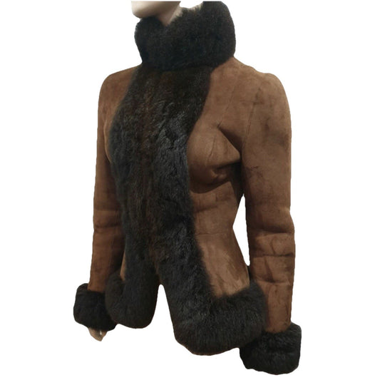 Ralph Lauren Black Label Collection Brown Sheepskin Fur Trim Shearling Jacket 6