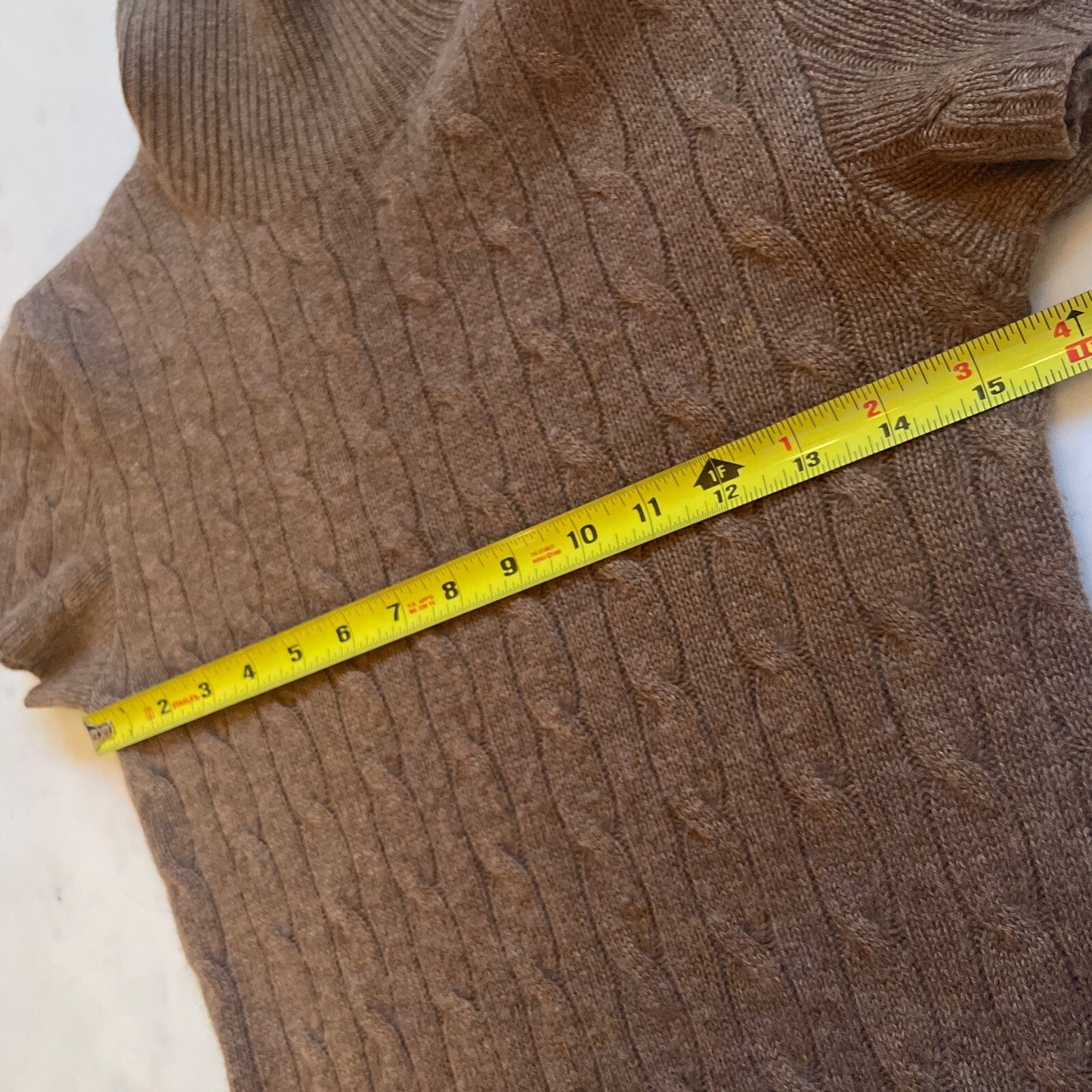 Ralph Lauren Black Label Cashmere Sweater Dress CableKnit Midi Turtleneck Brown