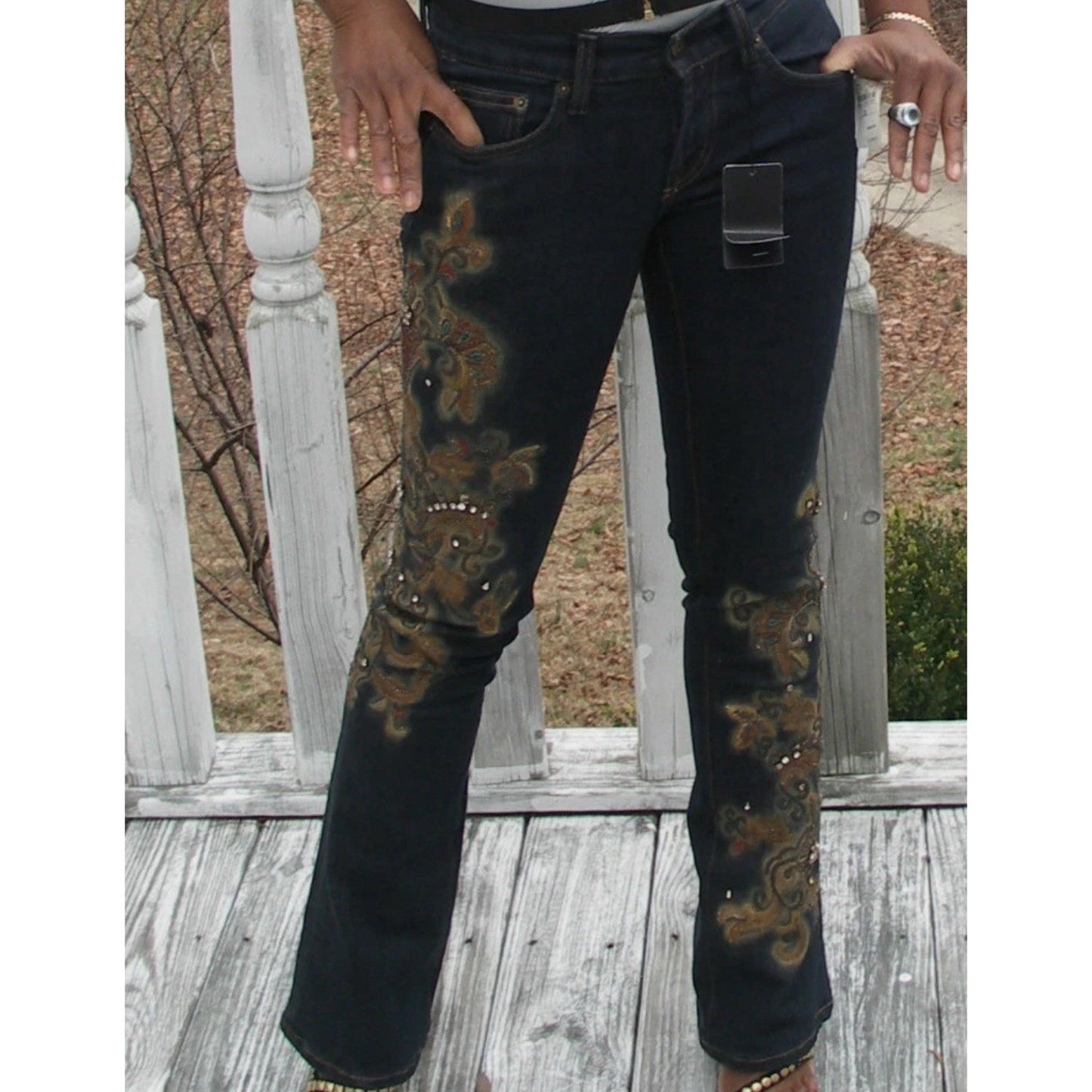 Ralph Lauren Black Label Embellished Jeans Embroidered Bead Jewel Denim 30 $1690