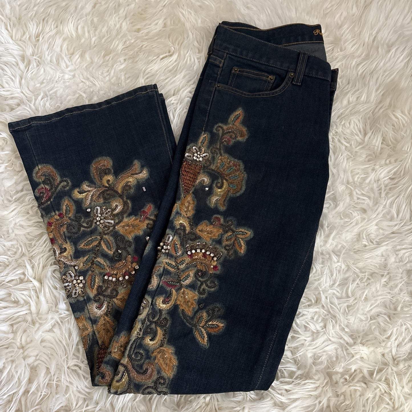 Ralph Lauren Black Label Embellished Jeans Embroidered Bead Jewel Denim 30 $1690