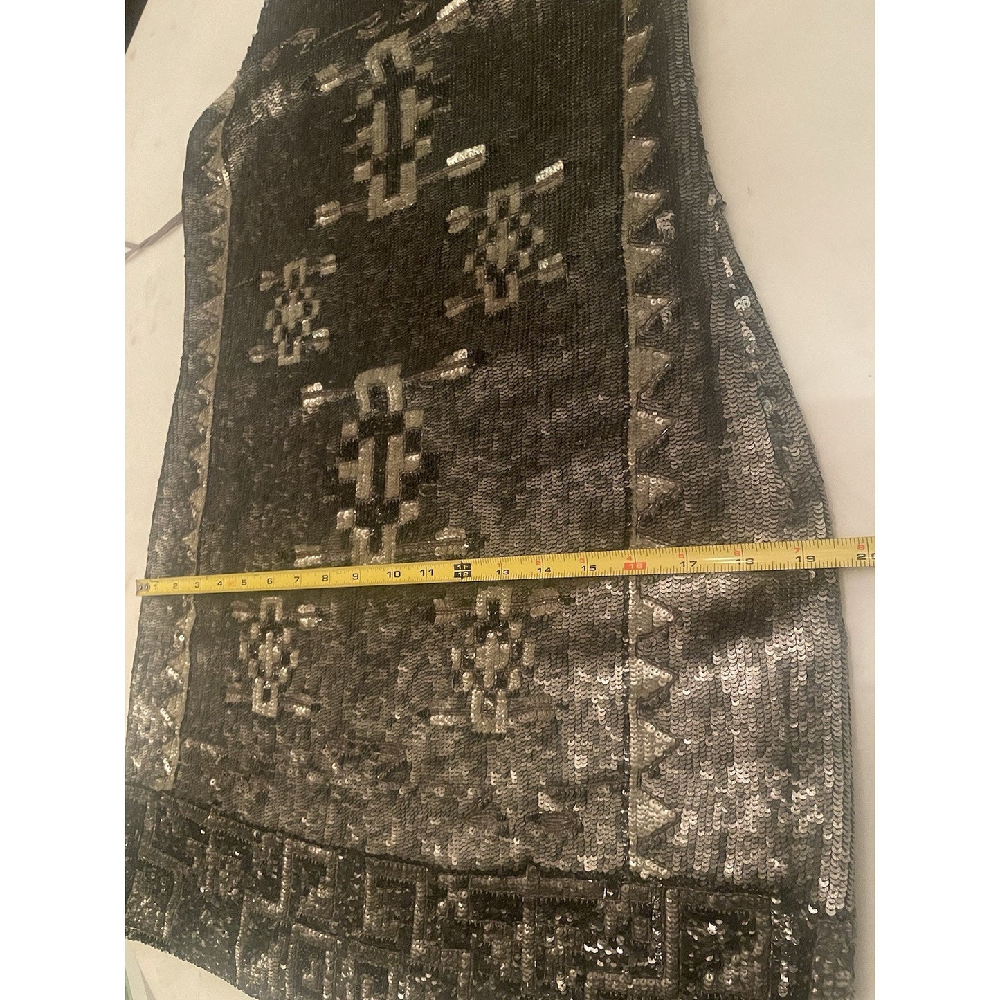 Ralph Lauren Beaded Shift Dress Metallic Mini Western Sequin Party Cocktail 6 S
