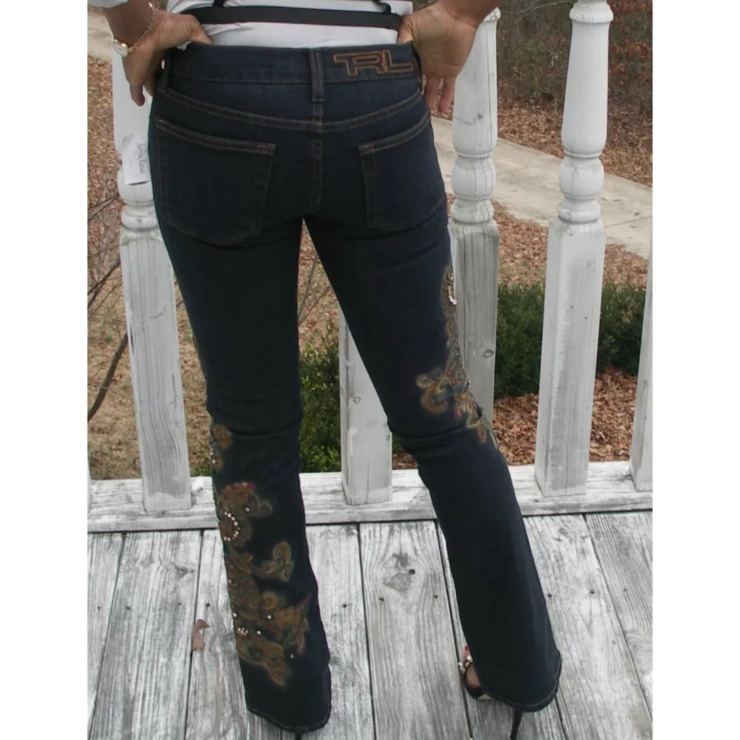 Ralph Lauren Black Label Embellished Jeans Embroidered Bead Jewel Denim 30 $1690