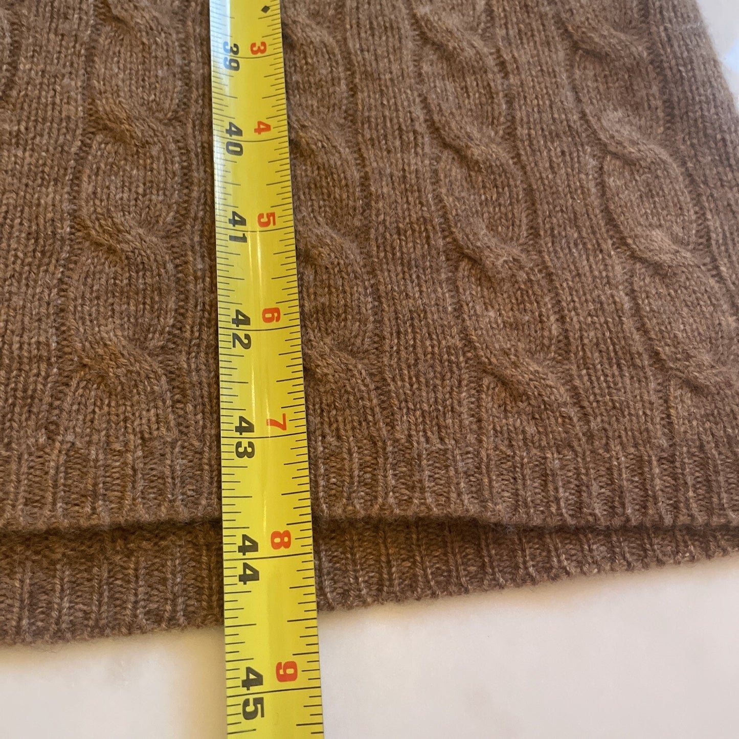Ralph Lauren Black Label Cashmere Sweater Dress CableKnit Midi Turtleneck Brown