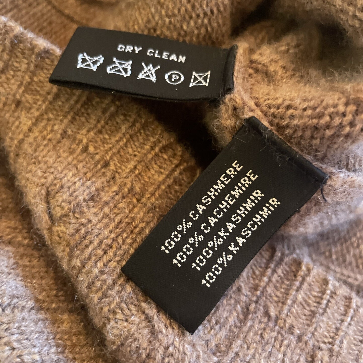 Ralph Lauren Black Label Cashmere Sweater Dress CableKnit Midi Turtleneck Brown