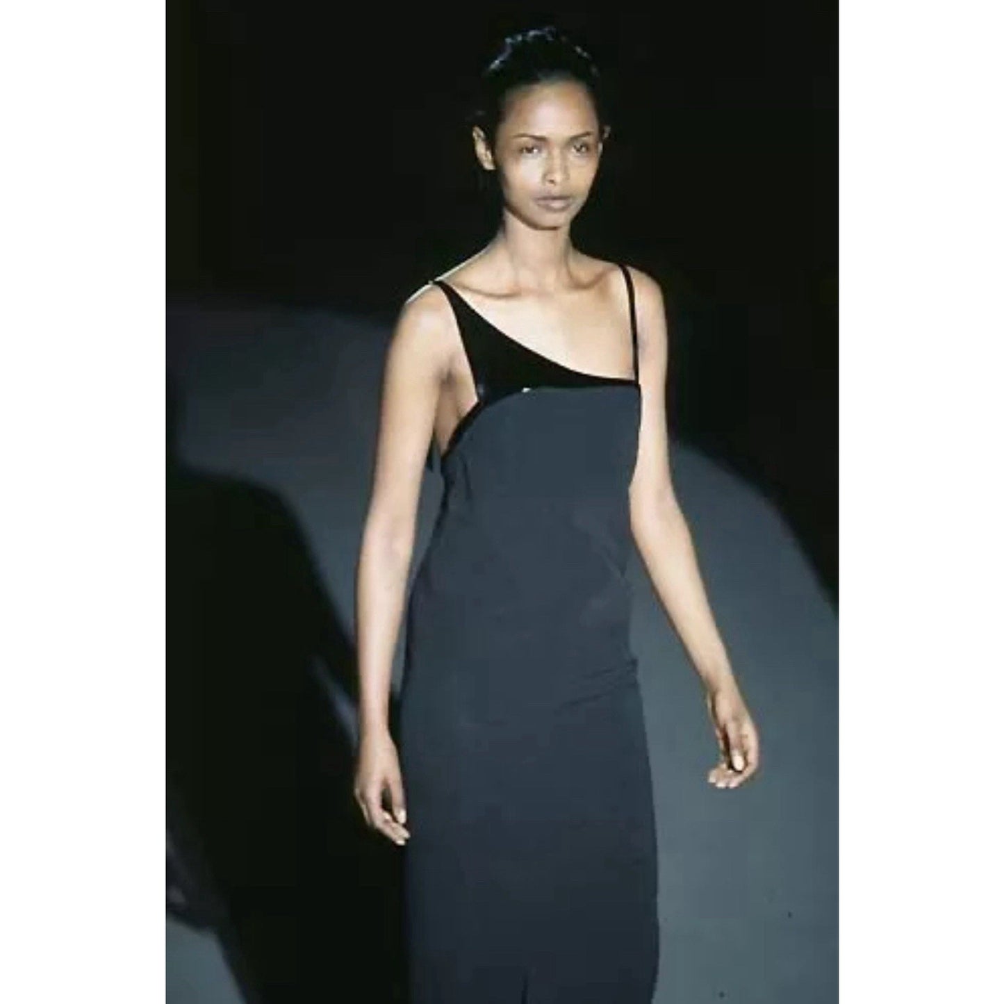 Gucci Tom Ford 1997 Runway Black Gown Leather Harness Maxi Dress 44 Vintage NWT