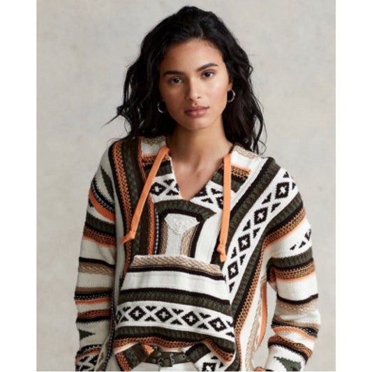 Polo Ralph Lauren Sweater Jumper Hooded Aztec Indian Wool Cashmere Baja M $698