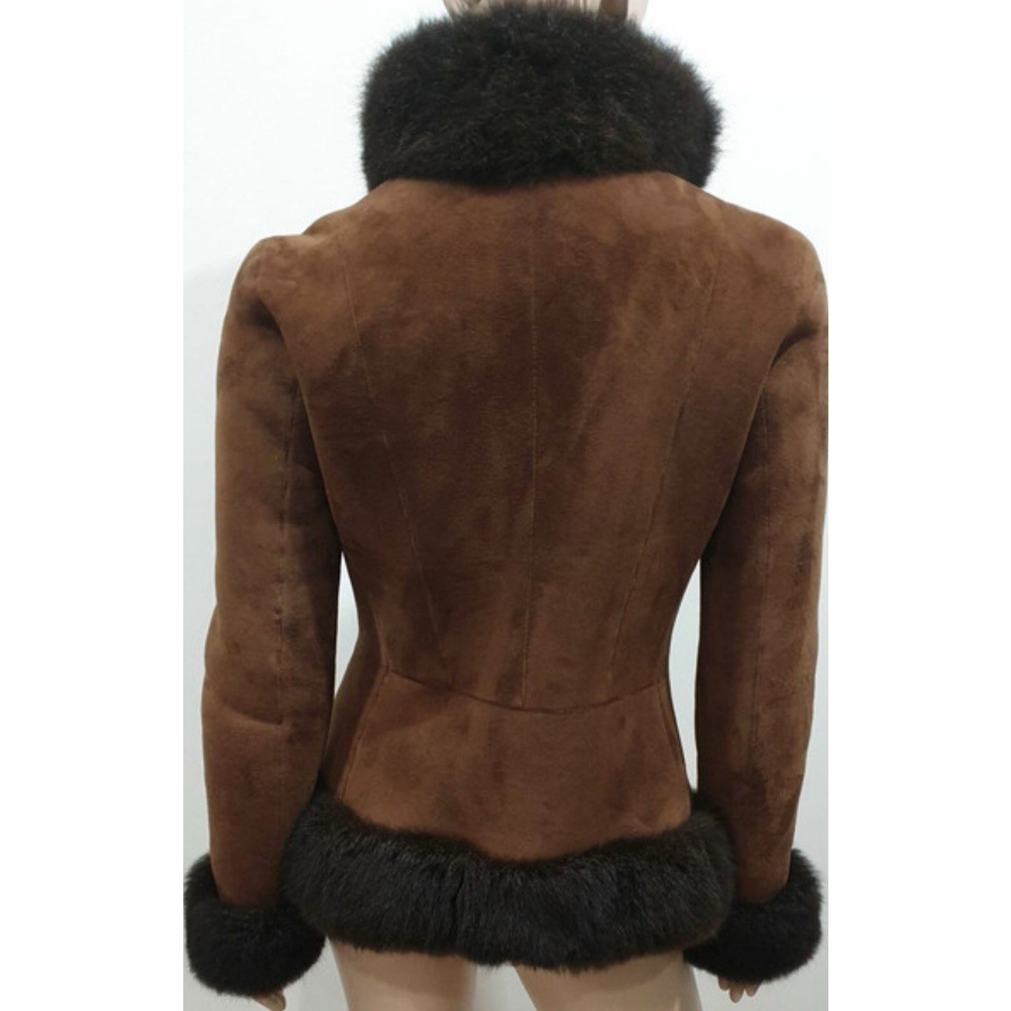 Ralph Lauren Black Label Collection Brown Sheepskin Fur Trim Shearling Jacket 6